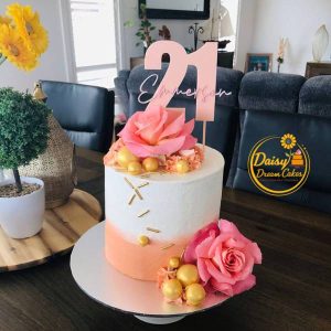 Semi Naked Floral Macaron Drip Cake (5 Days Required)